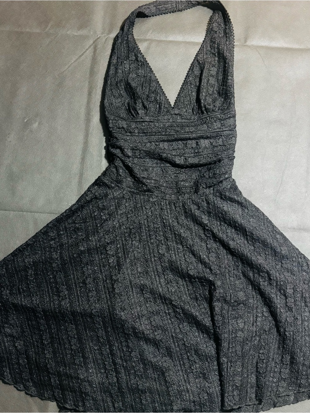 Women’s Black Lace Halter Neck scrunched Flowy Dress Size XS By Thirty/Thirty